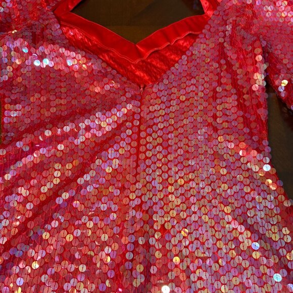Vintage 80s NiteLine Red Sequin sexy Dress Deadstock  Sz 10 NOS party cocktail - Picture 10 of 10